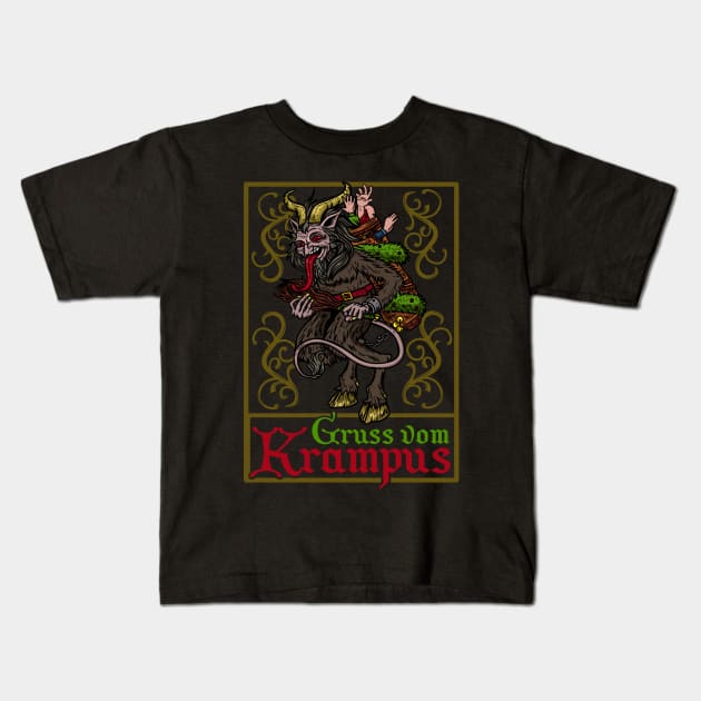 Gruss vom Krampus - Ugly Christmas Devil Gift Kids T-Shirt by biNutz